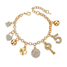 Load image into Gallery viewer, LongWay Heart Beetle Charm Bracelets Bangles For Women Gold Color Bracelet Austrian Crystal Chain Pulseras SBR140221