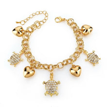 Load image into Gallery viewer, LongWay Heart Beetle Charm Bracelets Bangles For Women Gold Color Bracelet Austrian Crystal Chain Pulseras SBR140221