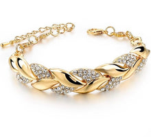 Load image into Gallery viewer, TOUCHEART Braided Gold color Leaf Bracelets &amp; Bangles With Stones Luxury Crystal Bracelets For Women Wedding Jewelry Sbr140296
