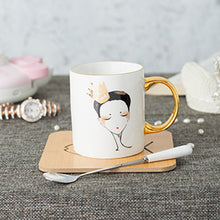 Load image into Gallery viewer, 11oz ceramic real gold coffee mug with gold printing and gold handle perfect gift for woman and friend
