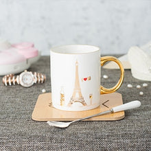 Load image into Gallery viewer, 11oz ceramic real gold coffee mug with gold printing and gold handle perfect gift for woman and friend