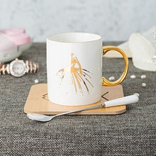 Load image into Gallery viewer, 11oz ceramic real gold coffee mug with gold printing and gold handle perfect gift for woman and friend