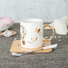 Load image into Gallery viewer, 11oz ceramic real gold coffee mug with gold printing and gold handle perfect gift for woman and friend