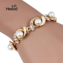 Load image into Gallery viewer, Hesiod Brand New Imitation Pearl Bracelet Women Fashion Trendy Gold Silver Color Chain Crystal Bracelet Alloy Adjustable