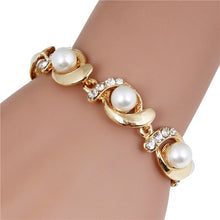 Load image into Gallery viewer, Hesiod Brand New Imitation Pearl Bracelet Women Fashion Trendy Gold Silver Color Chain Crystal Bracelet Alloy Adjustable