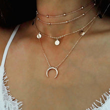 Load image into Gallery viewer, 2017 Gold Chain Multi layer Moon Choker Necklace For Women Beads Coin Chocker Pendant Necklaces Collares Mujer collier femme