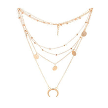 Load image into Gallery viewer, 2017 Gold Chain Multi layer Moon Choker Necklace For Women Beads Coin Chocker Pendant Necklaces Collares Mujer collier femme