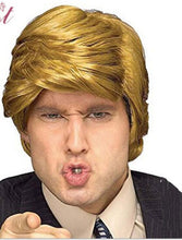 Load image into Gallery viewer, Donald Trump Gold Wig Costume Hair US President Cosplay for Halloween Costume Adult Fancy Wig Gold White Gold
