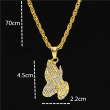 Load image into Gallery viewer, Uodesign The Praying Hands Pendants &amp; Necklaces Brother Gift Gold Color Crystal Alloy Hip Hop Men Chain Jewelry