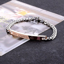 Load image into Gallery viewer, 2 Style His Queen Her King Black Rose Gold Color Women's Male Chain Crystal Couple Bracelet for Men Femmo on Hands Jewelry