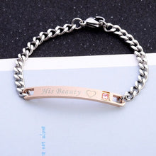 Load image into Gallery viewer, 2 Style His Queen Her King Black Rose Gold Color Women's Male Chain Crystal Couple Bracelet for Men Femmo on Hands Jewelry
