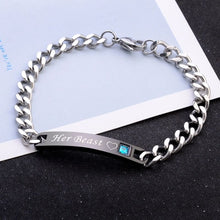 Load image into Gallery viewer, 2 Style His Queen Her King Black Rose Gold Color Women's Male Chain Crystal Couple Bracelet for Men Femmo on Hands Jewelry