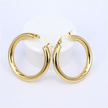 Load image into Gallery viewer, MGUB Gold color circle creole earrings, Stainless Steel Big  Round wives Hoop Earrings gifts for women LHEH78