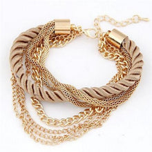 Load image into Gallery viewer, Free Shipping Fashion Multilayer Charm Bracelet Exaggerated Gold Chain Bracelet Femme High Quality Of Handwoven Rope Jewelry