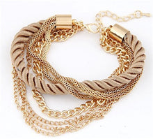 Load image into Gallery viewer, Free Shipping Fashion Multilayer Charm Bracelet Exaggerated Gold Chain Bracelet Femme High Quality Of Handwoven Rope Jewelry