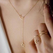 Load image into Gallery viewer, Fashion Moon Star Pendant Choker Necklace Gold Color Alloy Zinc Chain Necklace Necklace For Women Party Jewelry Archery Necklace