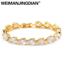 Load image into Gallery viewer, Top Quality Teardrop Cubic Zirconia Crystal Tennis Allure Zircon Bracelets for Women in White Gold / Rose Gold / Gold Colors