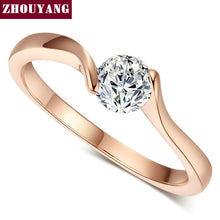 Load image into Gallery viewer, ZHOUYANG Wedding Ring For Women Concise 4mm Round Cut Cubic Zirconia Rose Gold Color Engagement Fashion Jewelry ZYR239 ZYR422