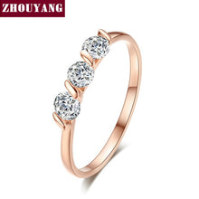 Load image into Gallery viewer, ZHOUYAN Engagement Wedding Ring For Women Classic Simple CZ Austrian Crystal Rose Gold Color Fashion Jewelry Lover Ring R067