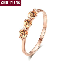 Load image into Gallery viewer, ZHOUYAN Engagement Wedding Ring For Women Classic Simple CZ Austrian Crystal Rose Gold Color Fashion Jewelry Lover Ring R067