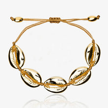 Load image into Gallery viewer, NATURAL PUKA SHELL BRACELET GOLD SHELL cowries bracelets boho fashion beach seashell women bracelets jewelry