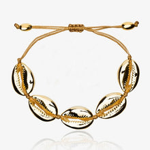 Load image into Gallery viewer, NATURAL PUKA SHELL BRACELET GOLD SHELL cowries bracelets boho fashion beach seashell women bracelets jewelry