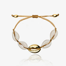Load image into Gallery viewer, NATURAL PUKA SHELL BRACELET GOLD SHELL cowries bracelets boho fashion beach seashell women bracelets jewelry