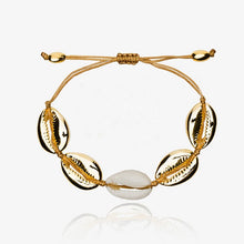 Load image into Gallery viewer, NATURAL PUKA SHELL BRACELET GOLD SHELL cowries bracelets boho fashion beach seashell women bracelets jewelry