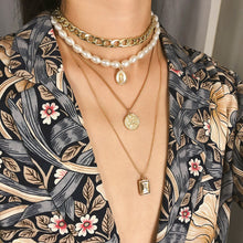 Load image into Gallery viewer, KMVEXO 2019 New Fashion Gold Color Multilayer Chains Pearl Necklaces Geometric Crystal Pendants Necklaces For Women Bijoux