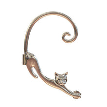 Load image into Gallery viewer, Single Piece Punk Style Gold Silver Plated Cat Post Earring With Ear Cuff Rock Animal Black Stud Earring Women 2019 Ear Wrap