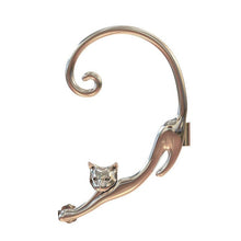 Load image into Gallery viewer, Single Piece Punk Style Gold Silver Plated Cat Post Earring With Ear Cuff Rock Animal Black Stud Earring Women 2019 Ear Wrap
