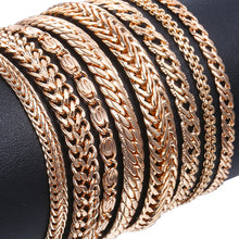 Load image into Gallery viewer, 20cm Bracelets For Women Men 585 Rose Gold Curb Snail Foxtail Venitian Link Chains Men's Bracelets Fashion Jewelry Gifts KCBB1