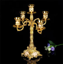 Load image into Gallery viewer, European carved 5arm metal candle holders gold candelabra gold candle holders for home deocoration ZT013