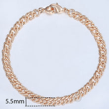 Load image into Gallery viewer, 20cm Bracelets For Women Men 585 Rose Gold Curb Snail Foxtail Venitian Link Chains Men's Bracelets Fashion Jewelry Gifts KCBB1