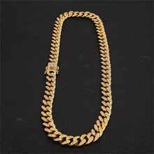 Load image into Gallery viewer, 13mm Miami Cuban Link Chain Gold Silver Necklace Bracelet Iced Out Crystal Rhinestone Bling Hip hop for Men Jewelry Necklaces