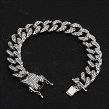 Load image into Gallery viewer, 13mm Miami Cuban Link Chain Gold Silver Necklace Bracelet Iced Out Crystal Rhinestone Bling Hip hop for Men Jewelry Necklaces