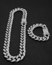 Load image into Gallery viewer, 13mm Miami Cuban Link Chain Gold Silver Necklace Bracelet Iced Out Crystal Rhinestone Bling Hip hop for Men Jewelry Necklaces
