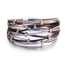 Load image into Gallery viewer, 17KM New Gold Leather Wrap Bracelets For Women Red Sliver Color Multiple Layers Charm Bracelet &amp; Bangle Party Fashion Jewelry