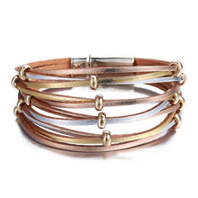 Load image into Gallery viewer, 17KM New Gold Leather Wrap Bracelets For Women Red Sliver Color Multiple Layers Charm Bracelet &amp; Bangle Party Fashion Jewelry