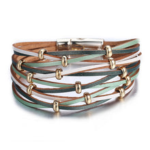 Load image into Gallery viewer, 17KM New Gold Leather Wrap Bracelets For Women Red Sliver Color Multiple Layers Charm Bracelet &amp; Bangle Party Fashion Jewelry