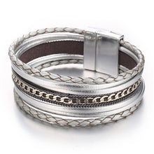 Load image into Gallery viewer, 17KM New Gold Leather Wrap Bracelets For Women Red Sliver Color Multiple Layers Charm Bracelet &amp; Bangle Party Fashion Jewelry