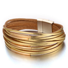 Load image into Gallery viewer, 17KM New Gold Leather Wrap Bracelets For Women Red Sliver Color Multiple Layers Charm Bracelet &amp; Bangle Party Fashion Jewelry
