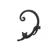 Load image into Gallery viewer, Single Piece Punk Style Gold Silver Plated Cat Post Earring With Ear Cuff Rock Animal Black Stud Earring Women 2019 Ear Wrap