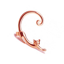 Load image into Gallery viewer, Single Piece Punk Style Gold Silver Plated Cat Post Earring With Ear Cuff Rock Animal Black Stud Earring Women 2019 Ear Wrap