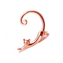 Load image into Gallery viewer, Single Piece Punk Style Gold Silver Plated Cat Post Earring With Ear Cuff Rock Animal Black Stud Earring Women 2019 Ear Wrap