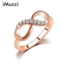 Load image into Gallery viewer, iMucci New Design hot sale Fashion Alloy Crystal Rings Gold Color Infinity Ring Statement jewelry Wholesale for women Jewelry