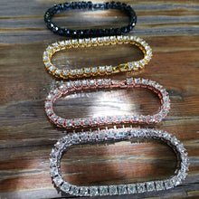 Load image into Gallery viewer, Hip hop Bling Iced Out Cubic Zirconia Bracelet Tennis Chain Bracelets Women Men 1 Row CZ Link Chain Jewelry Gold Silver Black