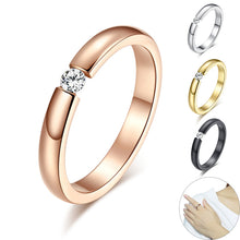 Load image into Gallery viewer, Engagement Ring for Women Stainless Steel Silver Gold Color Finger Girl Gift US Size 5 6 7 8 9 10